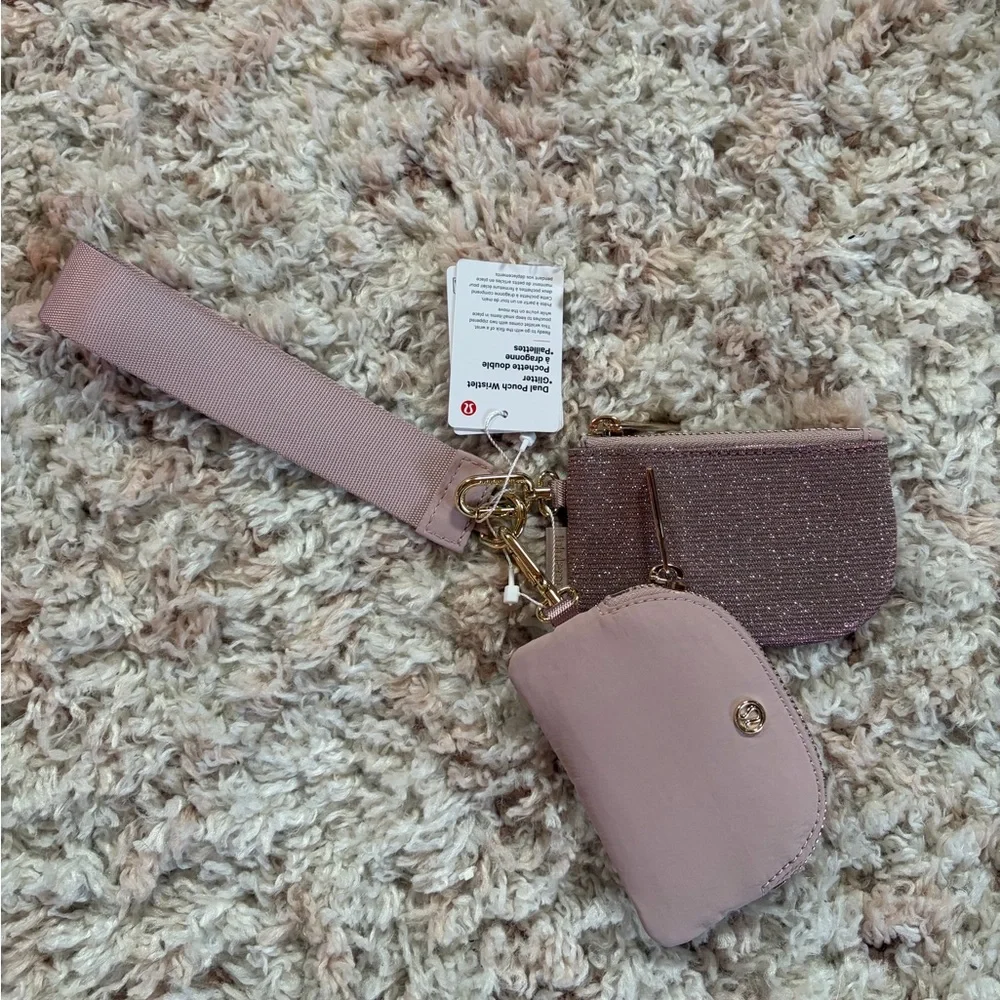 Lululemon Dual Pouch Wristlet Glitter Pink Champagne/ Mink Berry/ Gold - Picture 2 of 9